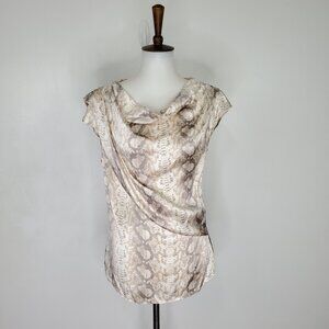 Hugo Boss Silk Snakeskin Print Mob Wife Eclectic Asymmetrical Unique Top US 6